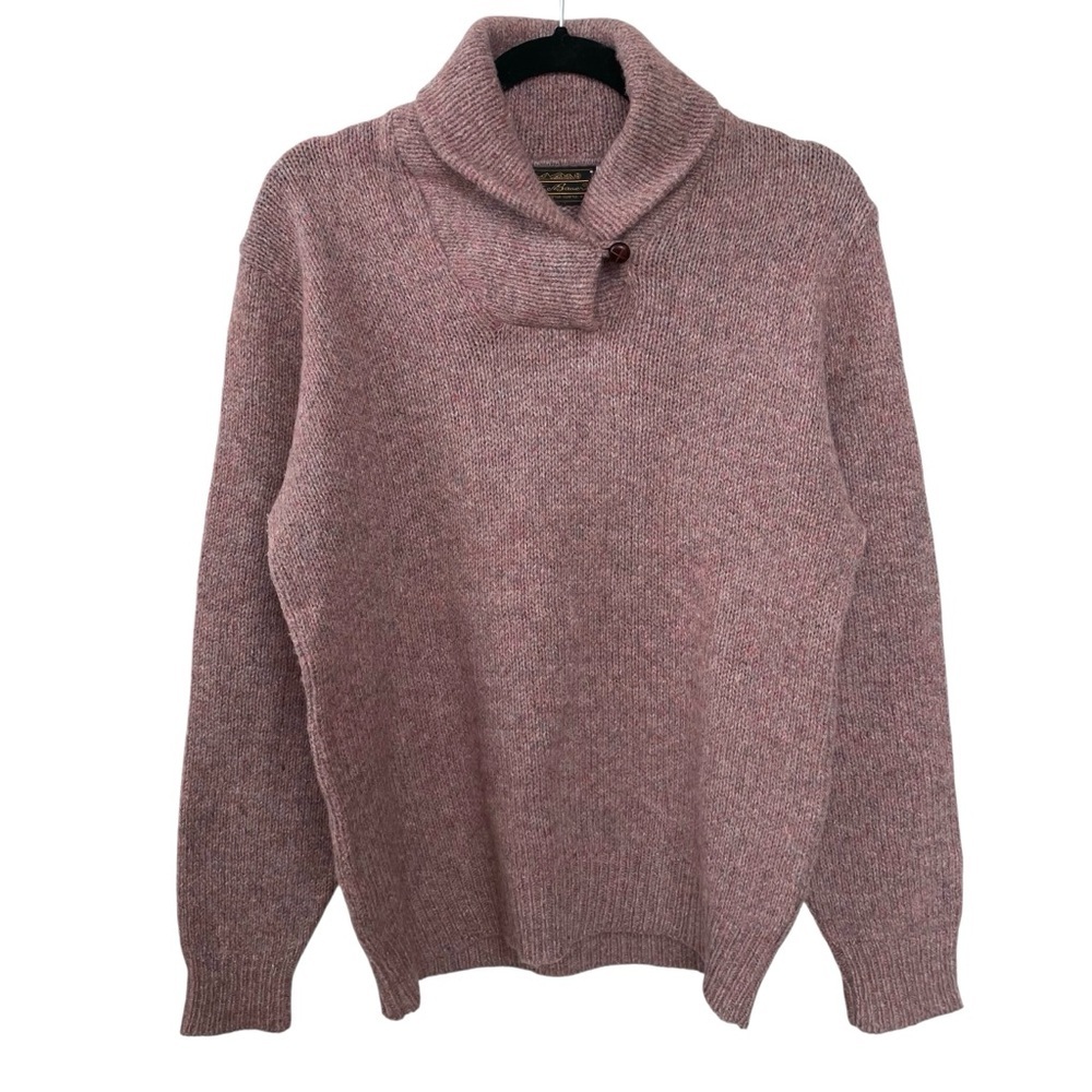 Eddie Bauer Women's Shawl Collar Wool Sweater Mauve Large